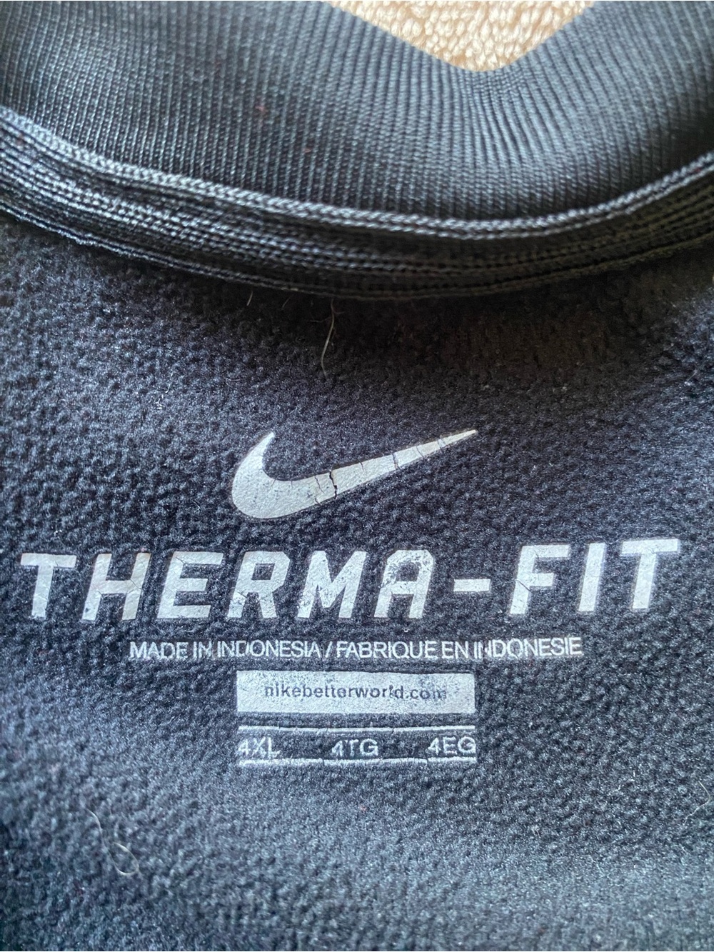 Nike Black Long Sleeve Fleece Pullover with White Accents - Picture 2 of 2